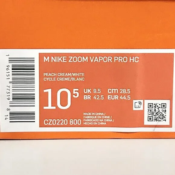 Nike Court Air Zoom Vapor Pro HC “Peach Cream” Men’s Size 10.5 Tennis Shoes